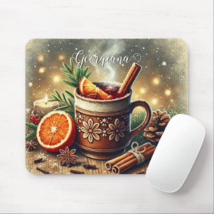 Gepersonaliseerde Vintage Kerstmarkt Mulled Wine Muismat
