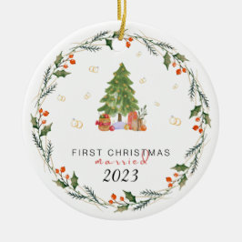 Gepersonaliseerde Vintage Onze Eerste Kerstmis Get Keramisch Ornament