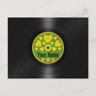 Gepersonaliseerde vinylplaat voor groen en geel briefkaart