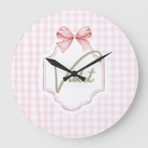 Gepersonaliseerde Violet Baby Girl Nursery Bow & G Grote Klok