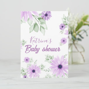 Gepersonaliseerde Violet Waterverf Bloemen Magneti Kaart