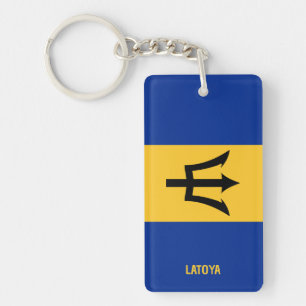 Gepersonaliseerde vlag van Barbados Sleutelhanger