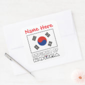 Gepersonaliseerde Vlag van de Republiek Korea Vier Vierkante Sticker (Envelop)
