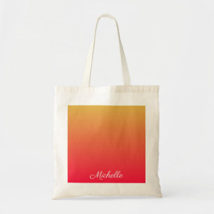 Gepersonaliseerde vlamrode en gele kleur tote bag
