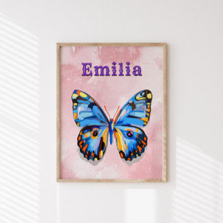 Gepersonaliseerde vlinder aangepaste naam Preppy Perfect Poster