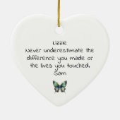 Gepersonaliseerde vlinder Dank u Keramisch Ornament (Achterkant)