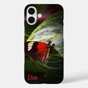 Gepersonaliseerde vlinder op een blad Apple iPhone 16 Plus Hoesje