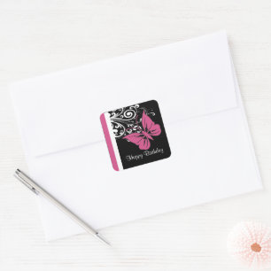 Gepersonaliseerde vlinderbloemigen kruipen kruit vierkante sticker