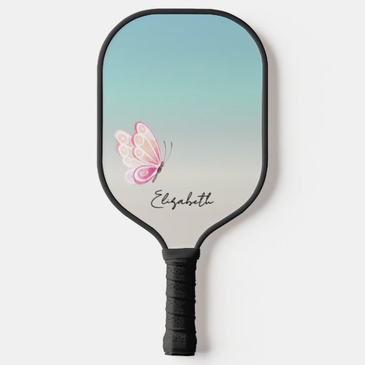 Gepersonaliseerde Vlindernaam Monogrammed Pickleball Paddle (Achterkant)