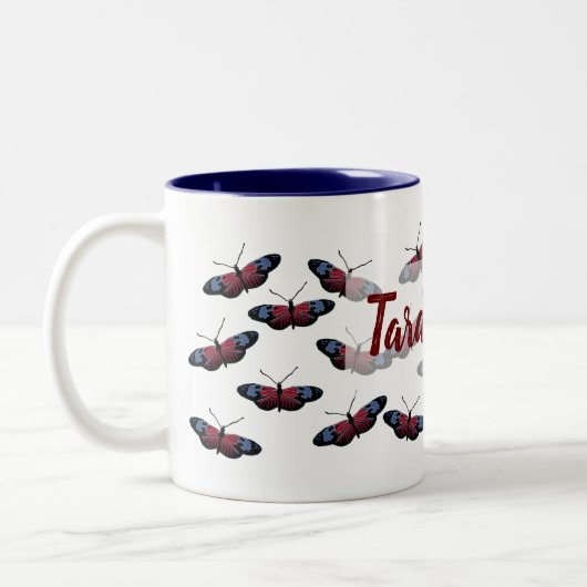 Gepersonaliseerde Vlinders Vlucht Two-Tone Mok (Links)