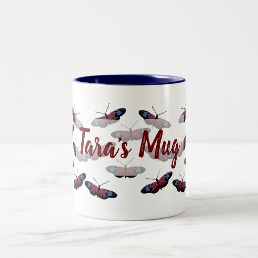 Gepersonaliseerde Vlinders Vlucht Two-Tone Mok (Center)