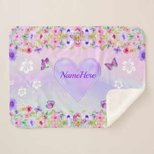 Gepersonaliseerde, vlinderstrijenbank voor meisjes sherpa deken