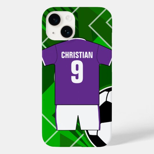 Gepersonaliseerde Voetbal Jersey Paarse en Wit Case-Mate iPhone Case (Achterkant)