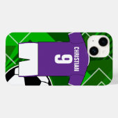 Gepersonaliseerde Voetbal Jersey Paarse en Wit Case-Mate iPhone Case (Achterkant (horizontaal))