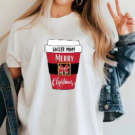 Gepersonaliseerde Voetbal Mam Kerst Koffie T-shirt