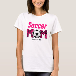 Gepersonaliseerde Voetbal Mama Custom Name T-shirt