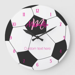 Gepersonaliseerde Voetbal Pink Girl Grote Klok