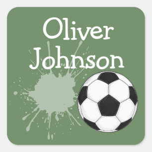 Gepersonaliseerde Voetbal Schoolnaam  Vierkante Sticker