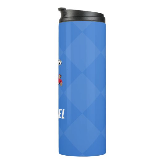 Gepersonaliseerde Voetbalspeler Illustratie Cool B Thermosbeker (Geroteerd rechts)