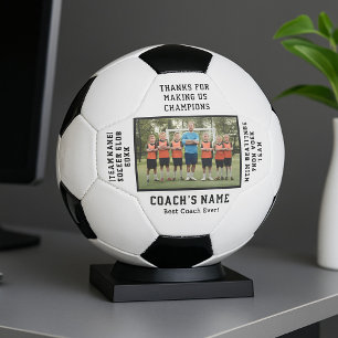Gepersonaliseerde voetbalteamcoach met fototekst voetbal