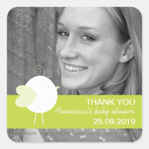 Gepersonaliseerde Vogel Baby shower Favorieten Fot Vierkante Sticker