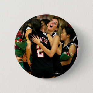 Gepersonaliseerde volleybal teamspeler ronde button 5,7 cm