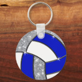 Gepersonaliseerde volleybalcadeautjes, blauwe, wit sleutelhanger (Achterkant)