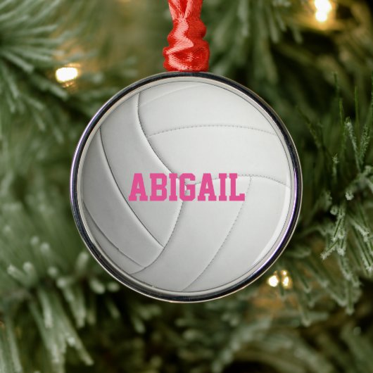 Gepersonaliseerde volleybalroze versiering metalen ornament (Boom)