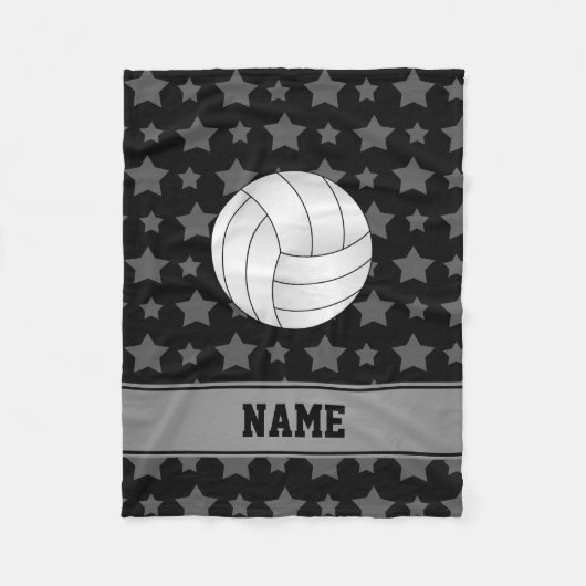Gepersonaliseerde volleybalzwarte sterren fleece deken (Voorkant)