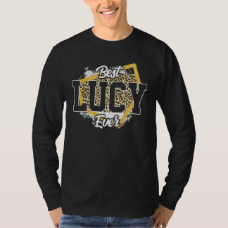 Gepersonaliseerde voornaam Lucy met luipaardprint T-shirt