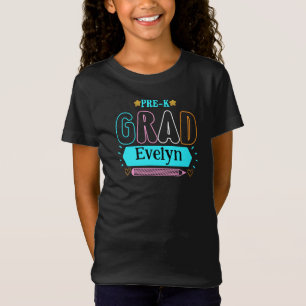 Gepersonaliseerde Voornaam Pre K Afstudeerder Retr T-shirt