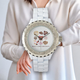 Gepersonaliseerde vrede Liefde Chocolade Snoep Har Horloge