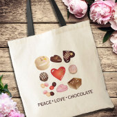 Gepersonaliseerde vrede Liefde Chocolade Snoep Har Tote Bag