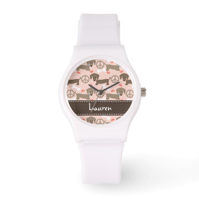 Gepersonaliseerde vrede Liefde Doxie Horloge (Voorkant)