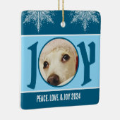 Gepersonaliseerde Vrede Liefde en vreugde 2024 Sne Keramisch Ornament (Rechts)