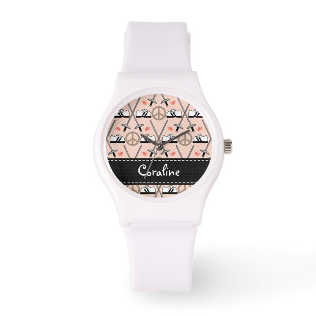 Gepersonaliseerde vrede Liefde Schermen Horloge (Voorkant)