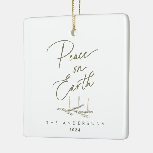 Gepersonaliseerde Vrede op Aarde Kerstmis Keramisch Ornament (Links)