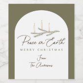 Gepersonaliseerde Vrede op Aarde Kerstmis Wijn Etiket (Enkel label)