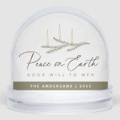 Gepersonaliseerde Vrede op Aarde Religieuze Kerst Sneeuwbol (Voorkant)