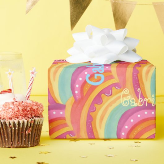 Gepersonaliseerde vreugdevolle Waterverf inpakpapi Cadeaupapier (Verjaardagsfeest)