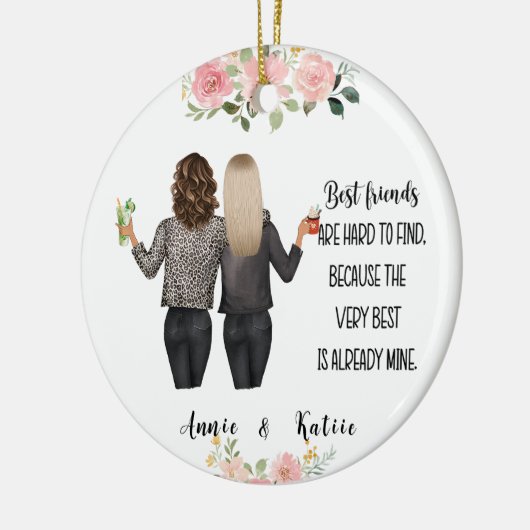 Gepersonaliseerde vriendschap Kerstmis Keramisch Ornament (Links)