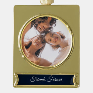 Gepersonaliseerde vriendschapsdag ornament verguld banner ornament