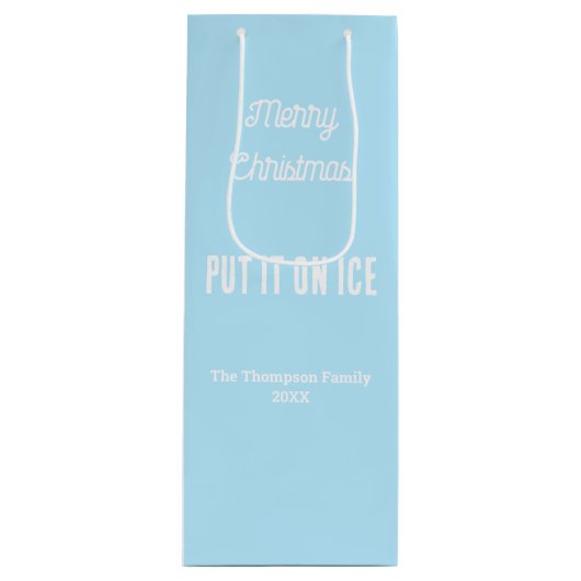Gepersonaliseerde Vrolijk Kerstmis Wit Wijn Cadeautas (Voorkant)