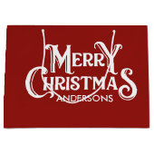 Gepersonaliseerde vrolijke kerst rood groot cadeauzakje (Voorkant)