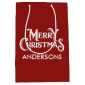 Gepersonaliseerde vrolijke kerst rood medium cadeauzakje (Voorkant)