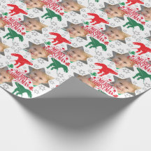 Gepersonaliseerde vrolijke kerstfoto T-Rex