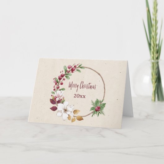 Gepersonaliseerde Vrolijke Kerstkrans met Jaar Kaart (Voorkant)
