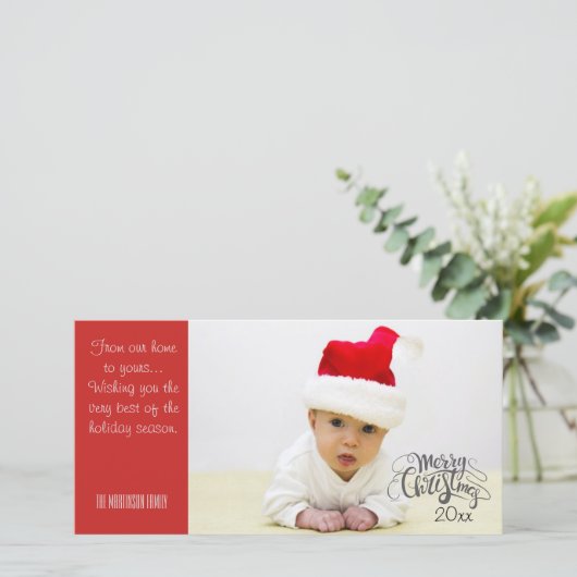 Gepersonaliseerde Vrolijke Kerstmisfoto met Jaar Feestdagenkaart (Staand voorkant)