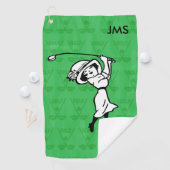 Gepersonaliseerde vrouw golf cartoon golfhanddoek (Insitu)