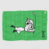 Gepersonaliseerde vrouw golf cartoon golfhanddoek (Horizontaal)